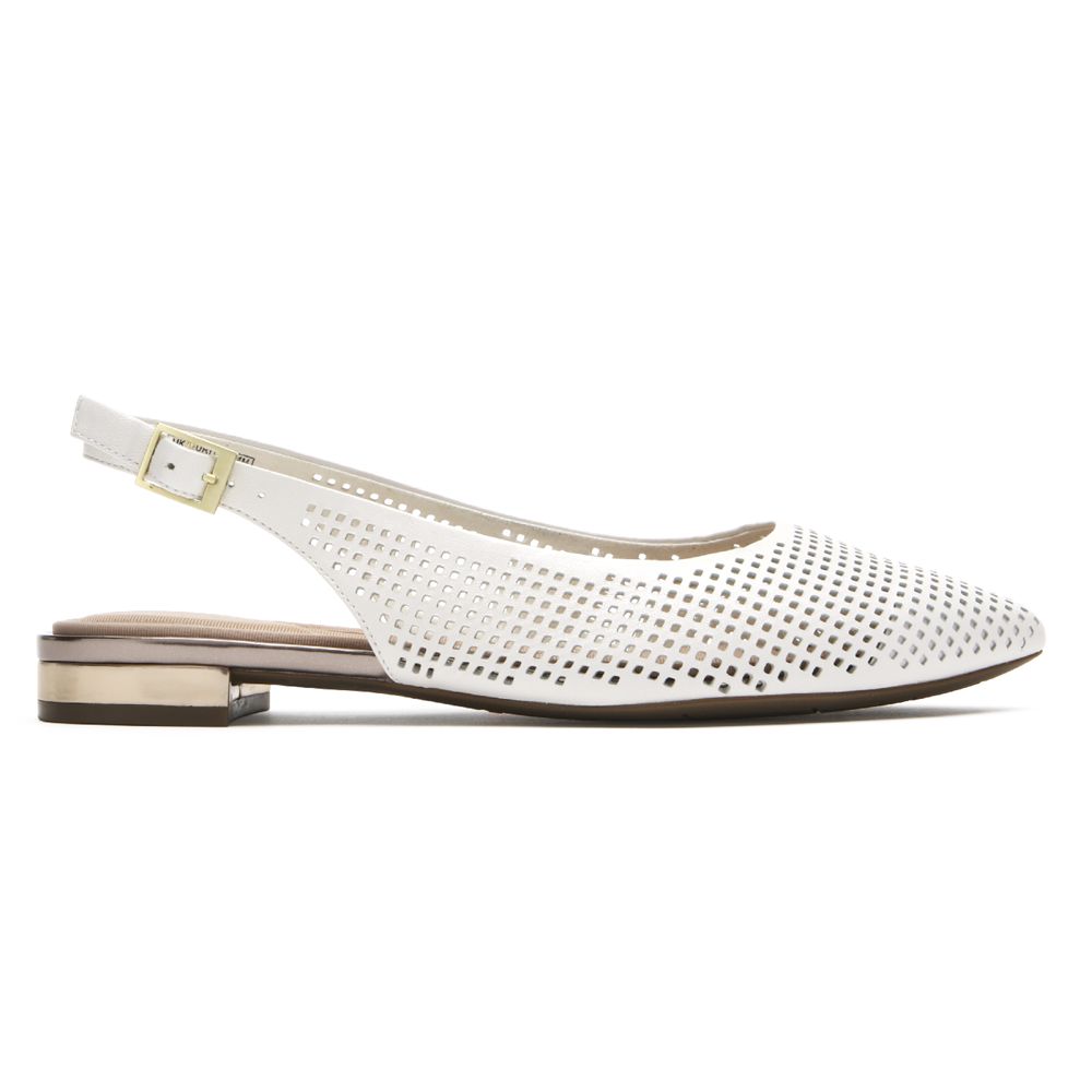 Rockport Women's Total Motion Adelyn Slingback Flat Flats - White - USA (0394GATZW)